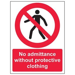 V Safety VSafety Panneau autocollant en vinyle avec inscription « No Admittance Without Protective Clothing » Portrait 150 mm x 200 mm - Publicité