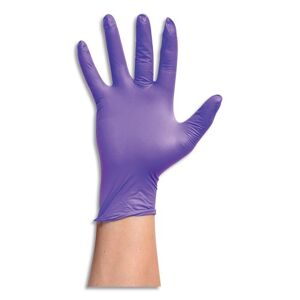Unique Boîte 100 gants nitrile violet touché texturé amélioré 100% synthétique. Sans protéine latex. Taille M - Lot de 2