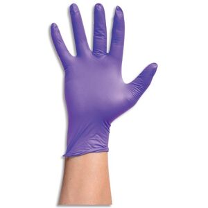 Unique Boîte 100 gants nitrile violet touché texturé amélioré 100% synthétique. Sans protéine latex. Taille L - Lot de 2