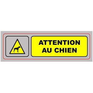 Viso Plaque de signalisation auto-adhésive en plastique couleur aluminium 17 x 5cm - Attention au chien - Lot de 4