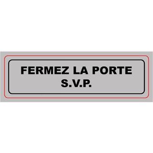 Viso Plaque de signalisation auto-adhésive en plastique couleur aluminium 17 x 5cm - Fermez la porte svp - Lot de 4