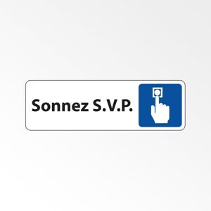 Panneau Signalétique - Sonnez S.v.p. - 150 x 47 - Blanc - Lot de 2 Orange