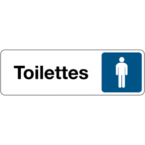 Panneau Signalétique - Toilettes Homme - 250 x 80 - Blanc - Lot de 2