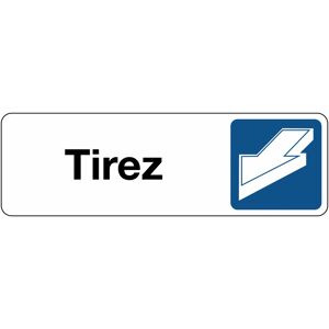 Panneau Signalétique - Tirez - 250 x 80 - Blanc - Lot de 2