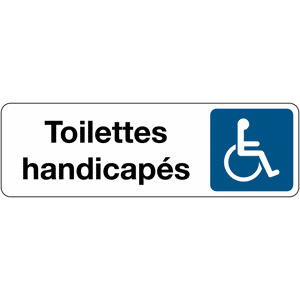 Panneau Signalétique - Toilettes Handicapés - 250 x 80 - Blanc - Lot de 2