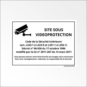 Panneau D'information - Site Sous Vidéoprotection - 300 x 420 - PVC - Blanc Noir