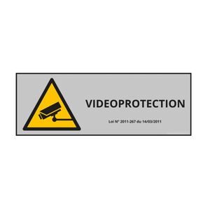 Panneau D'information - Vidéo-protection - 210 x 75 - PVC - Gris - Lot de 6 Argent