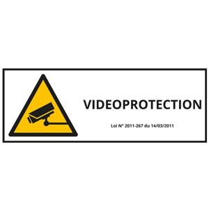 Panneau D'information - Vidéo-protection - 297 x 105 - Vinyle souple autocollant - Blanc - Lot de 6