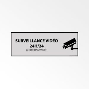 Panneau D'information - Surveillance Vidéo 24h/24h - Avec Décret - 210 x 75 - PVC - Gris - Lot de 3