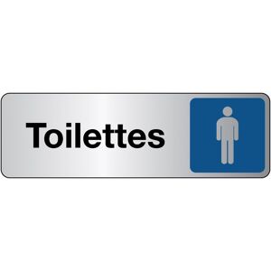 Panneau Signalétique - Toilettes Homme - 250 x 80 - Argent - Lot de 2 Bleu