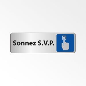 Panneau Signalétique - Sonnez S.v.p. - 250 x 80 - Argent - Lot de 2