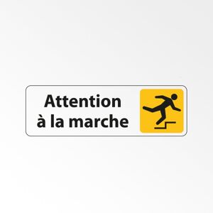 Panneau Signalétique - Attention À La Marche - 250 x 80 - Argent - Lot de 2 Noir