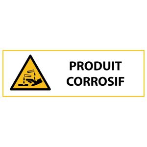 Panneau De Danger Iso En 7010 - Produit Corrosif - W023 - 450 x 150 - Vinyle souple autocollant - Lot de 5
