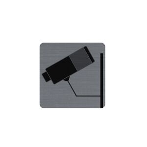 Exacompta Plaque adhésive imitation aluminium Surveillance caméra 7,5x7,5 cm - Gris