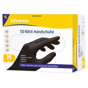 Lifemed Gant en nitrile, noir, sans poudre, taille S - Lot de 3