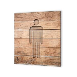 Panneau pictogramme de signalisation · Toilettes Hommes   Texture Bois DECOHO - Publicité