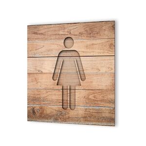 Panneau pictogramme de signalisation · Toilettes Femmes    Texture Bois DECOHO - Publicité