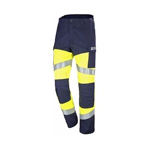 Cepovett - Pantalon résistant à la flamme Coton majoritaire SILVER TECH 260 Jaune / Bleu Marine Taille LL