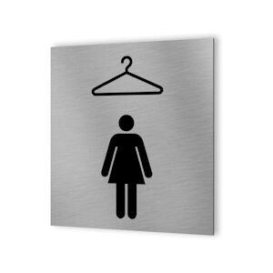 Pictogramme format 20 cm x 20 cm en Dibond Aluminium brossé - Modèle Vestiaire Femme DECOHO - Publicité