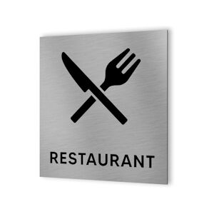 Pictogramme format 20 cm x 20 cm en Dibond Aluminium brossé - Modèle Restaurant DECOHO - Publicité