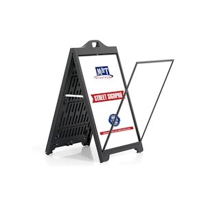 Stop trottoir noir SignPro - Porte affiche extérieur sur roulettes 4 - M&T; DISPLAYS