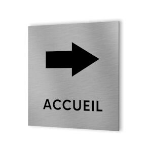 Pictogramme flèche directionnelle format 20 cm x 20 cm en Dibond Aluminium brossé - Modèle Accueil DECOHO - Publicité