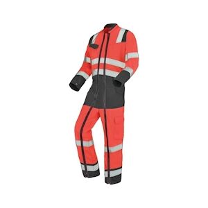 Cepovett - Combinaison avec 2 Zip Fluo Safe XP Rouge / Gris Taille MM