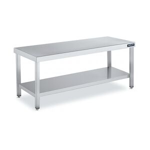 Distform Table de Travail Centrale Inox avec 1 Étagère Gamme 600 Hauteur 600 Acier inoxydable700x600 600x600x600mm