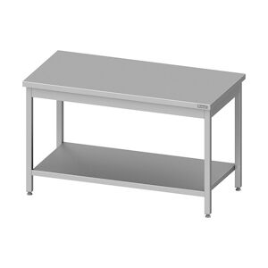 Romux® - Table centrale en acier inoxydable avec étagère 1400x700x850 mm Table de travail professionnelle en acier, table de 1 mm d'épaisseur