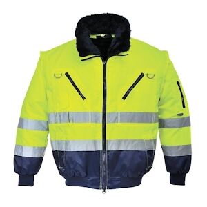 Portwest - Blouson de travail 3 en 1 PILOTE HV Jaune / Bleu Marine Taille L - Publicité