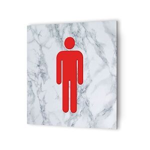 Panneau pictogramme de signalisation · Toilettes Hommes   Texture Marbre Rouge DECOHO - Publicité