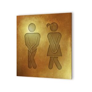 Panneau pictogramme de signalisation · Toilettes Mixtes Humoristique    Texture Gold DECOHO - Publicité