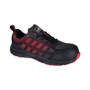 Portwest - Baskets de sécurité basses en Compositelite OGWEN S1P Noir / Rouge Taille 4242