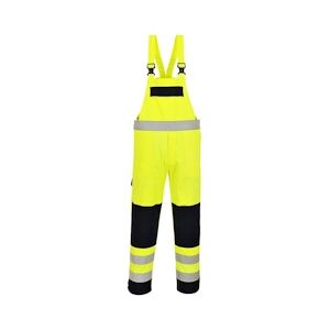 Portwest - Cotte à bretelles anti feu multirisques HV Jaune / Bleu Marine Taille LL