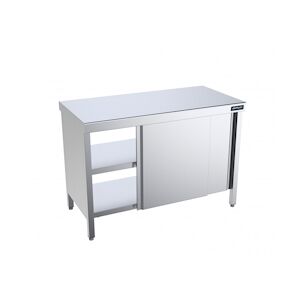 Distform Table Centrale Traversantes Coulissantes avec Portes Profondeur 700mm Acier inoxydable 2800x700x700x850mm