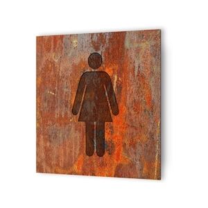 Panneau pictogramme de signalisation · Toilettes Femmes   Texture Rouille DECOHO - Publicité