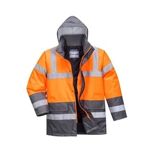 Portwest - Parka de travail bicolore imperméable HV Orange / Gris Taille LL