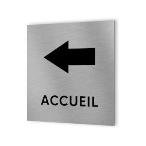 Pictogramme flèche directionnelle format 20 cm x 20 cm en Dibond Aluminium brossé - Modèle Accueil DECOHO - Publicité