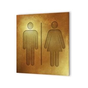 Panneau pictogramme de signalisation · Toilettes Mixtes   Texture Gold DECOHO - Publicité