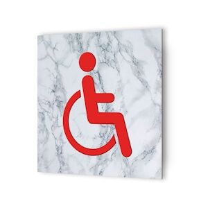 Panneau pictogramme de signalisation · Toilettes PMR   Texture Marbre Rouge DECOHO - Publicité