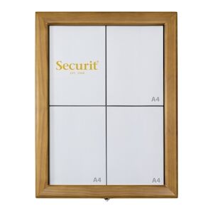 Securit® VisionClair : Présentoir LED en Bois teck pour Menus de Restaurant. 4xA4 - Publicité