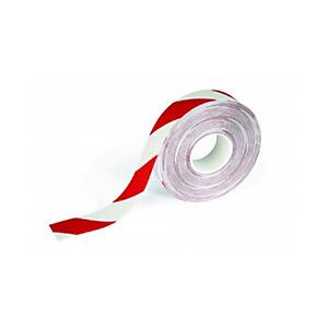 Durable Ruban adhésif permanent de marquage au sol - Antidérapant - 30 m x 50 mm - Rouge et Blanc - Publicité