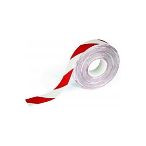 Durable Ruban adhésif permanent de marquage au sol - Antidérapant - 30 m x 50 mm - Rouge et Blanc - Publicité