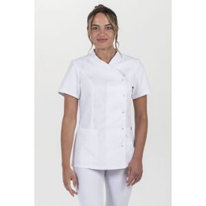 DYNEKE Blouse médicale femme blanche avec col et manches vifs