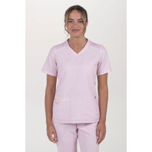 DYNEKE Blouse médicale sanitaire en microfibre tricotée rose