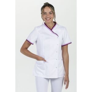 DYNEKE Blouse médicale pour femmes avec col et manches en violet vif