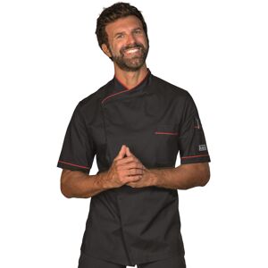 ISACCO Veste de Cuisine Dubai Noir/Rouge 65% Polyester 35% Coton