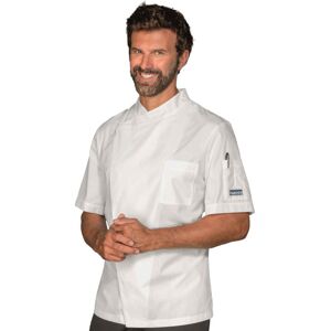 ISACCO Veste de chef homme Dubai Blanc a manche courte 65% Polyester 35% Coton