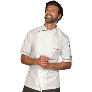 ISACCO Veste de chef homme Dubai Blanc/Noir 65% Polyester 35% Coton