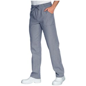 ISACCO Pantalon Cuisinier Pied de Poule Bleu